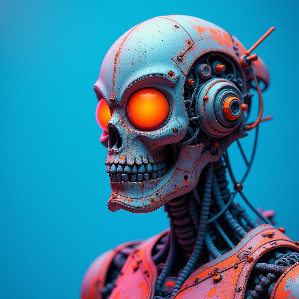 Intricately Detailed Gunpla Model with Neon Accents