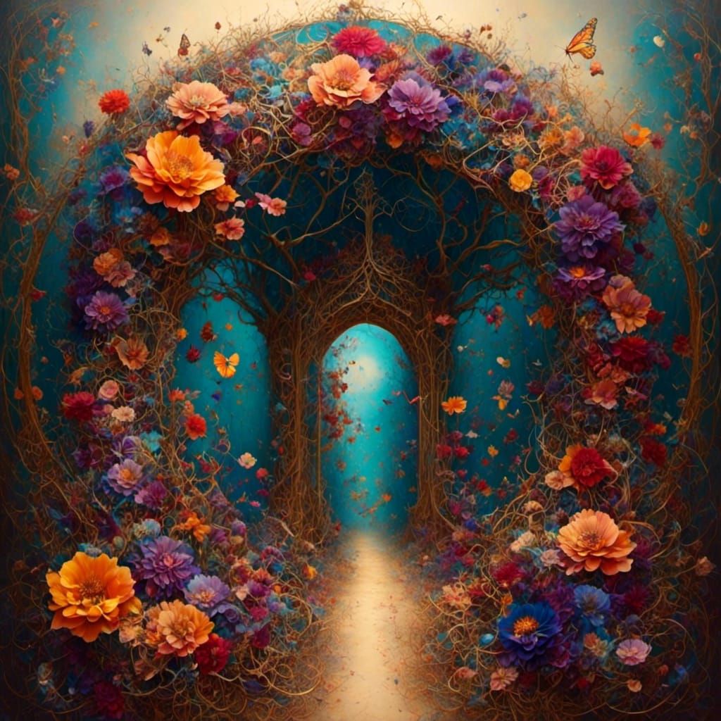 Botanical Flower portal from one multiverse timeline to another <lora:Floralize:1.0> <lora:Floralize v2:1.0>  by @Krafty595 