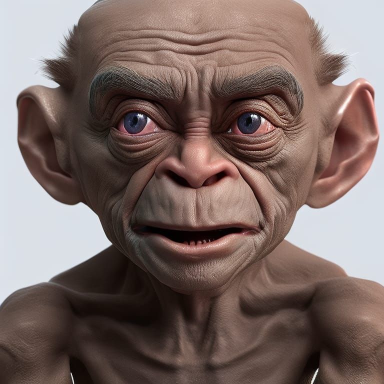 Photorealistic Mythical Creature Portrait Gollum as Donald trump ...