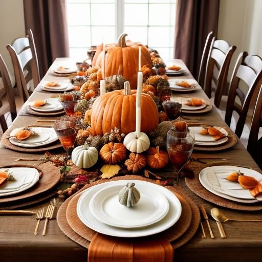 A beautiful, bountiful, Autumn themed Thanksgiving tablescape - AI ...