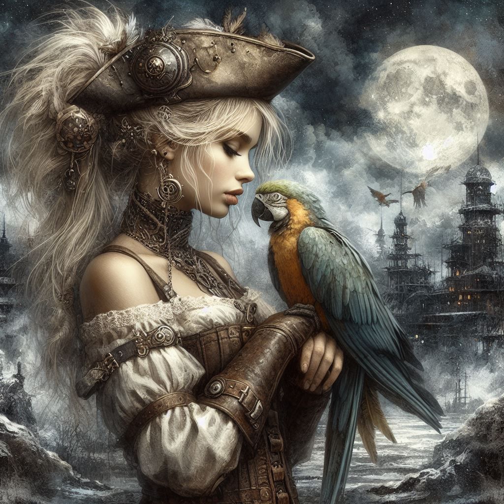 Steampunk pirate girl  by @Dorian