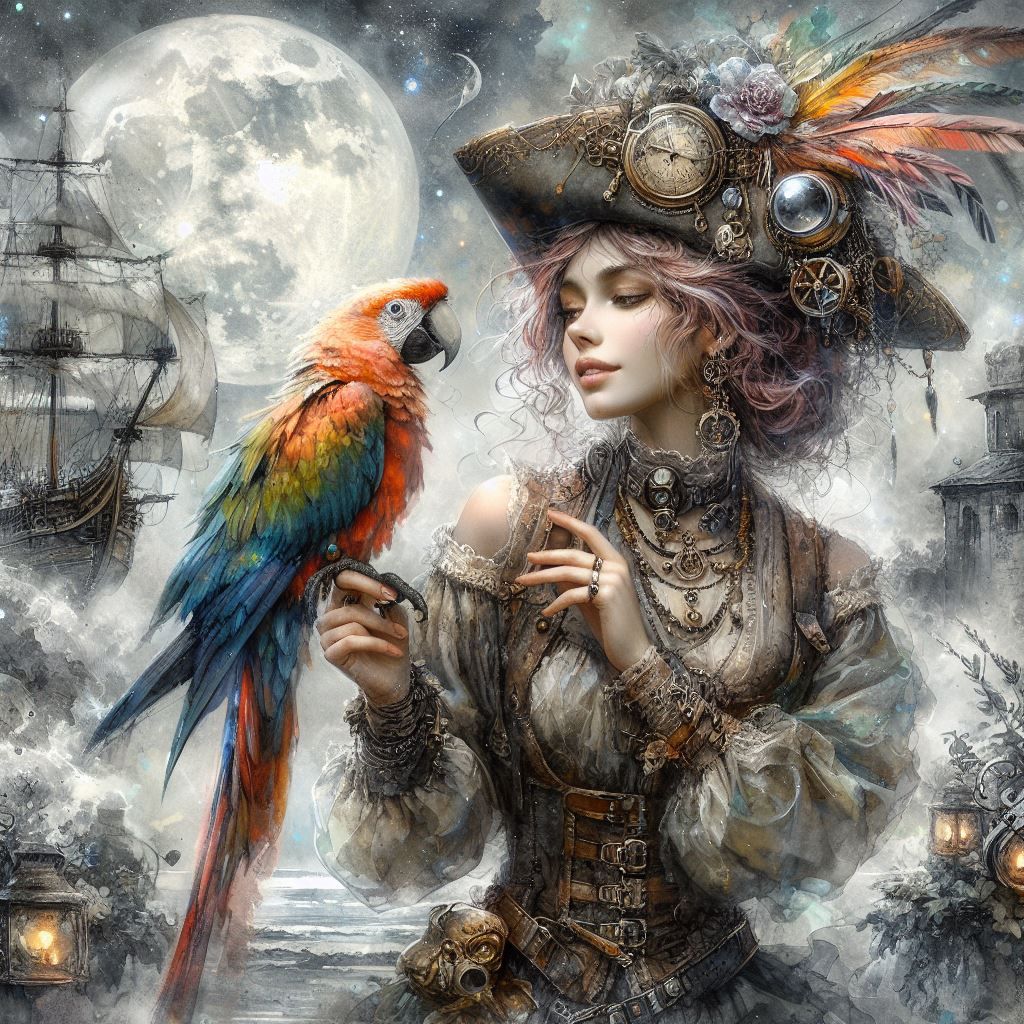 Steampunk pirate girl  by @Dorian