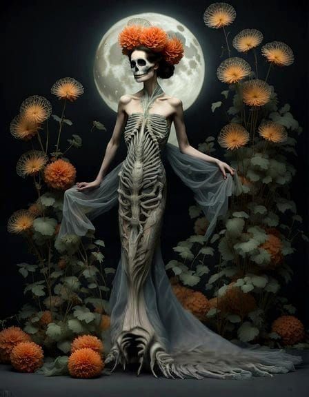 Skeletal Elegance Gown for Día de los Muertos, 2 - AI Generated Artwork ...