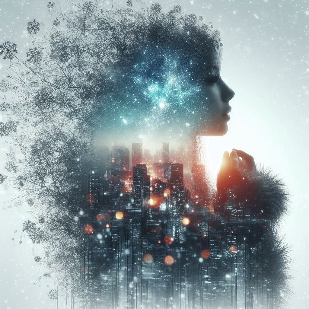 double exposure beautiful fantasy portrait landscape..