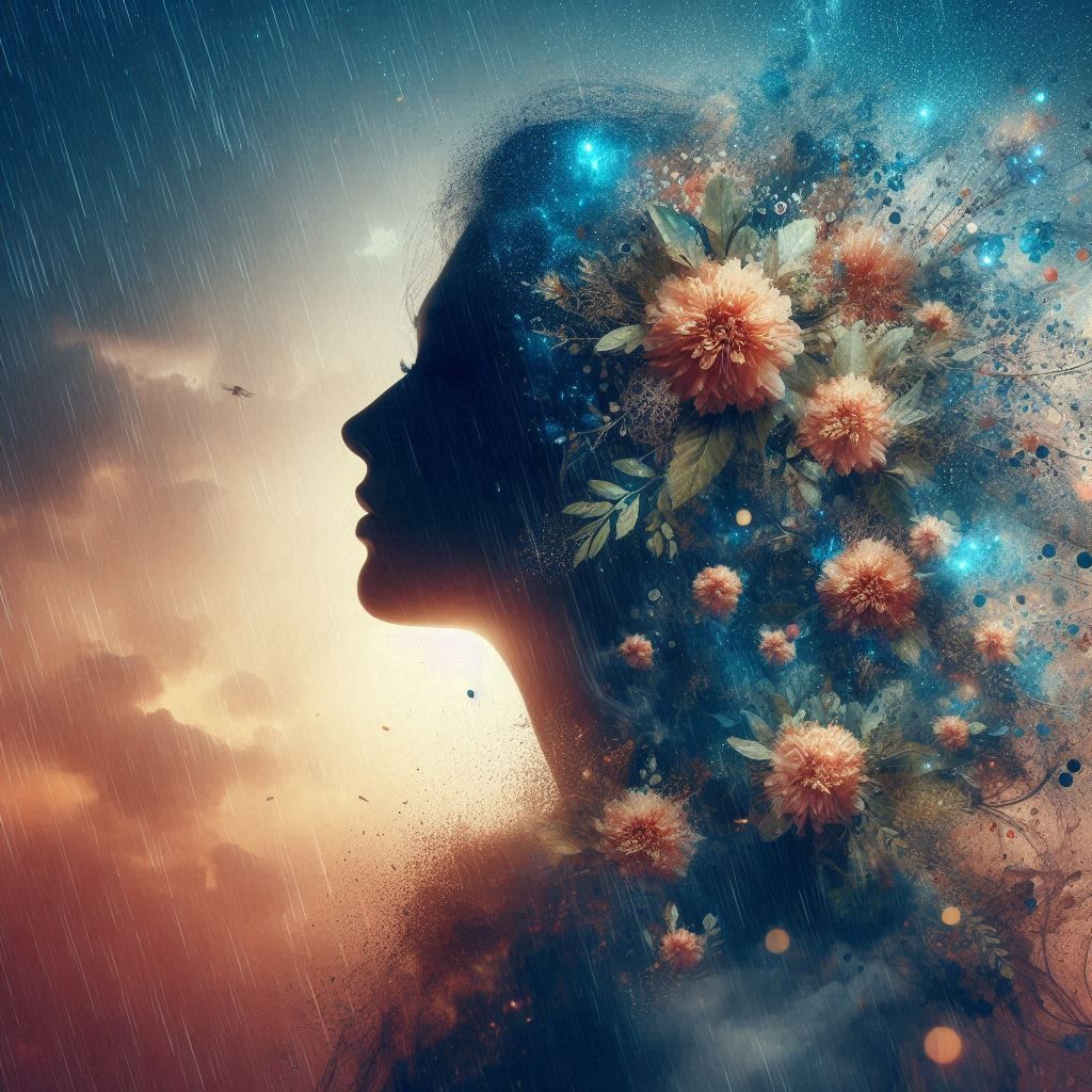 double exposure beautiful fantasy portrait landscape..