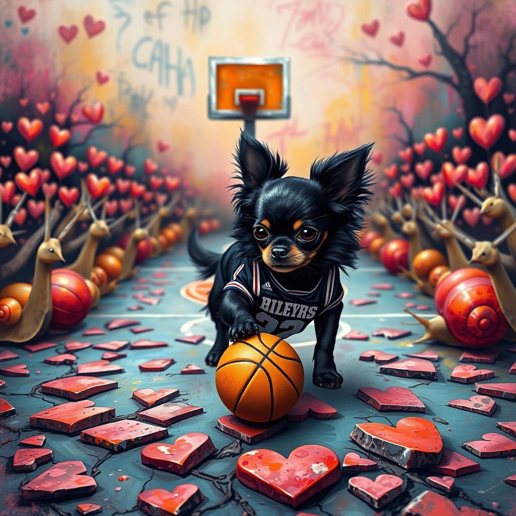 Basketball Chihuahua on Broken Heart Court