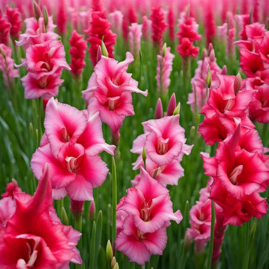 A field of gladiolus