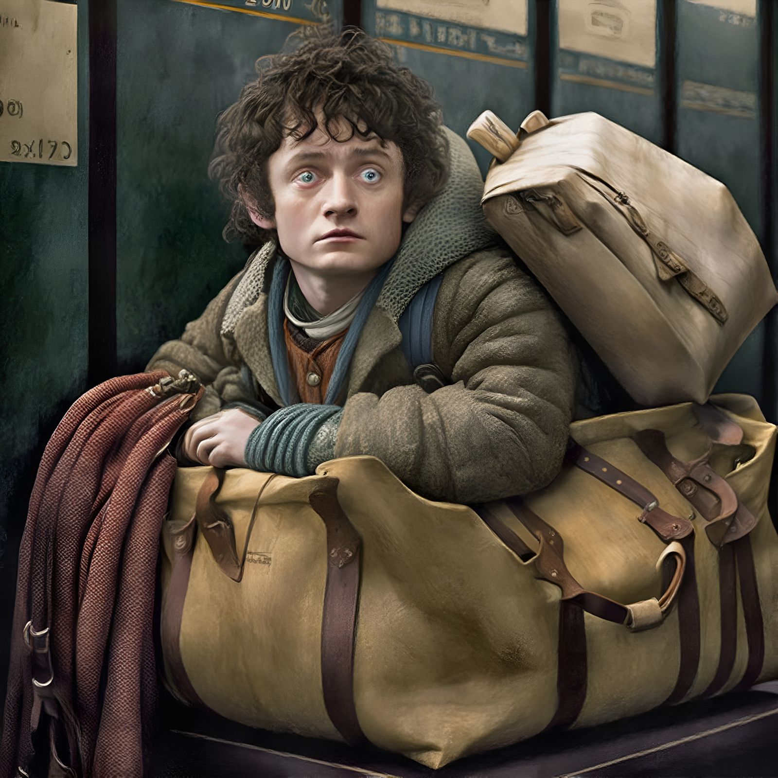 Midjourney v4: Frodo Baggage Missed the Train