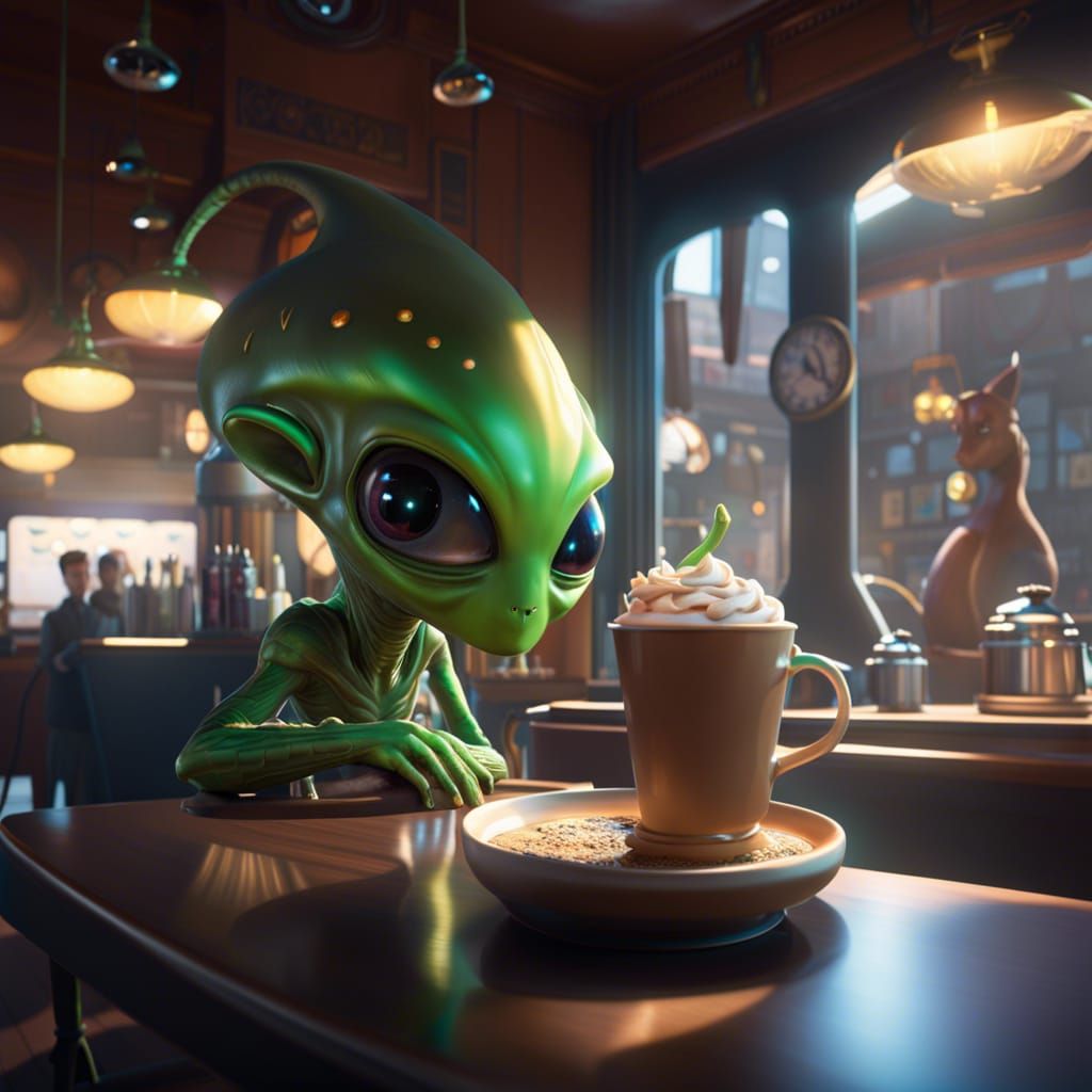 Alien Frappuccino Lover  by @Worst Artist Ever