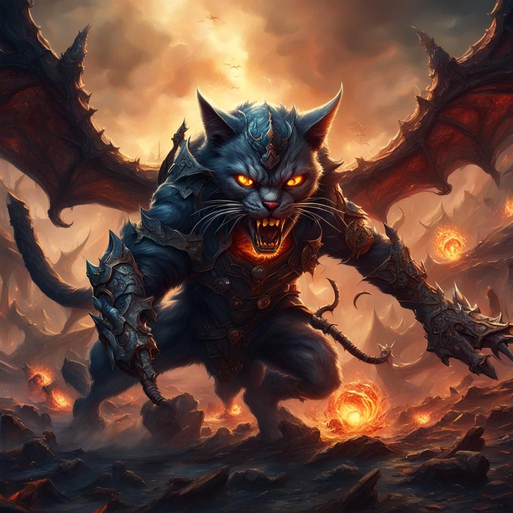 Demon cat fighting a war