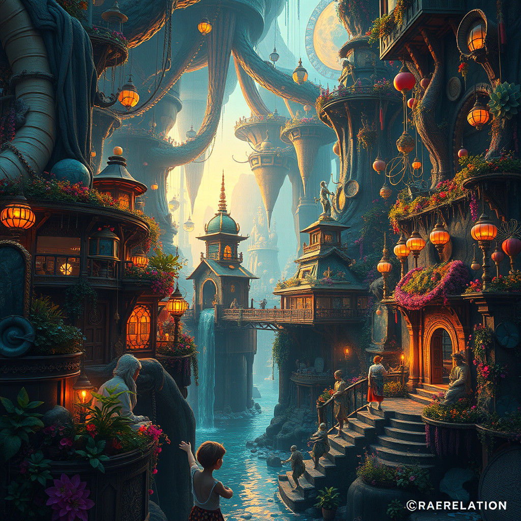 Fantastical Scene in Vibrant Digital Art Style