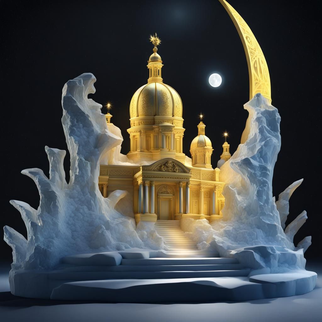 Almost an ice sculpture of the Zapolyarny Palace from Genshi...