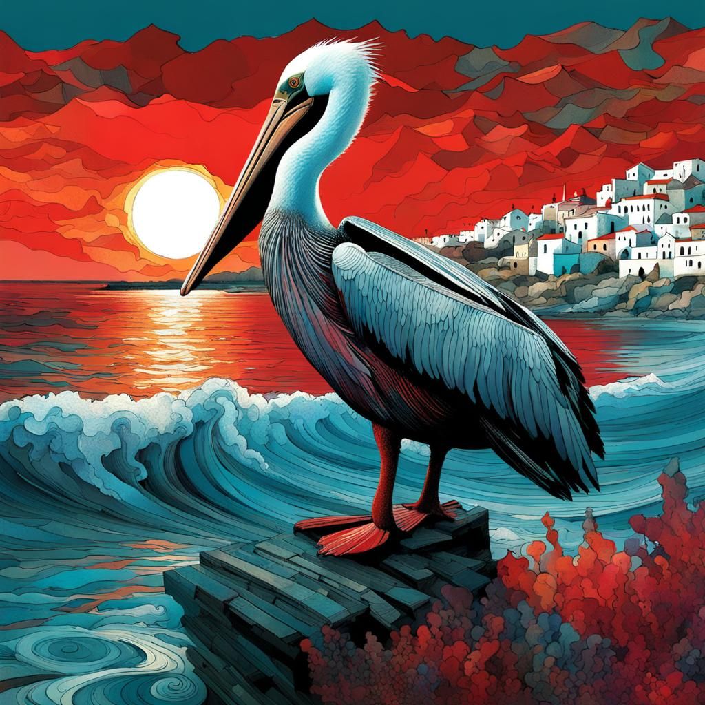 Mykonos pelican AI Generated Artwork NightCafe Creator
