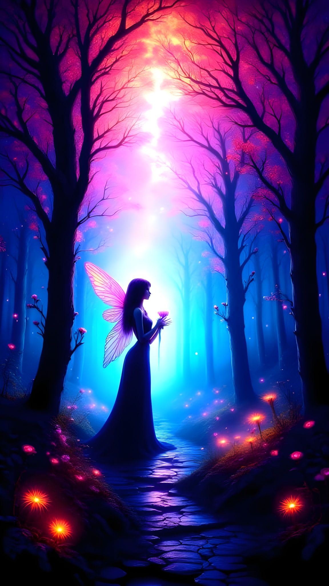Ethereal Fairy in Mystical Twilight Forest