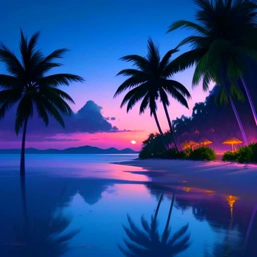 Serene Beach Scene at Sunset