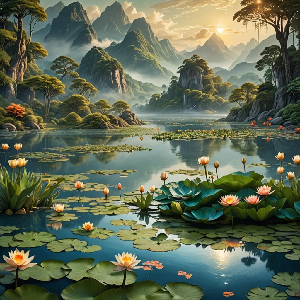 Panoramic Waterscape: A Digital Matte Painting