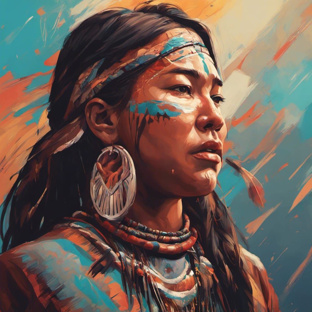 Portrait Of An Indigenous Woman - Ai Generated Artwork - Nightcafe Creator