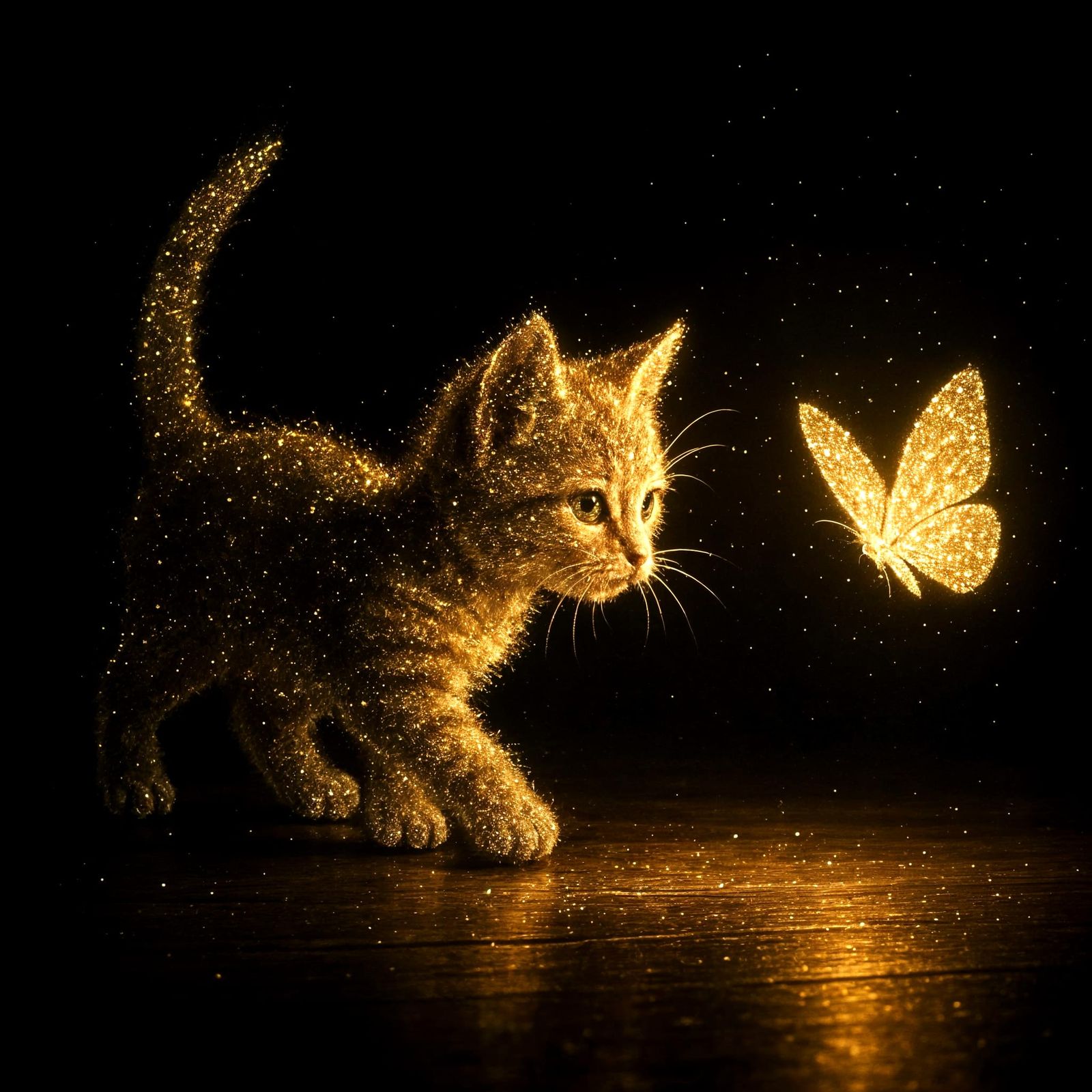 Sparkling Kitten and Butterfly  by @Runarguten