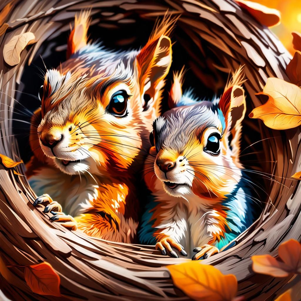 A Warm Cozy Squirrels Nest for 2 AI Generated Artwork NightCafe Creator