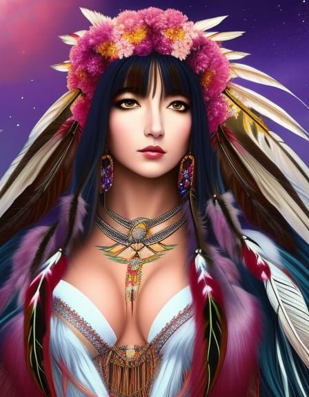 Watercolor - Woman - Native Indian