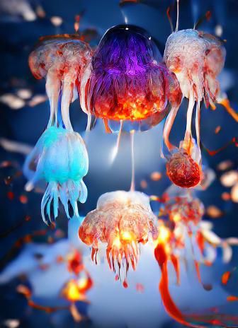 Galaxy end hell jellyfish volumetric lighting 8k resolution ...