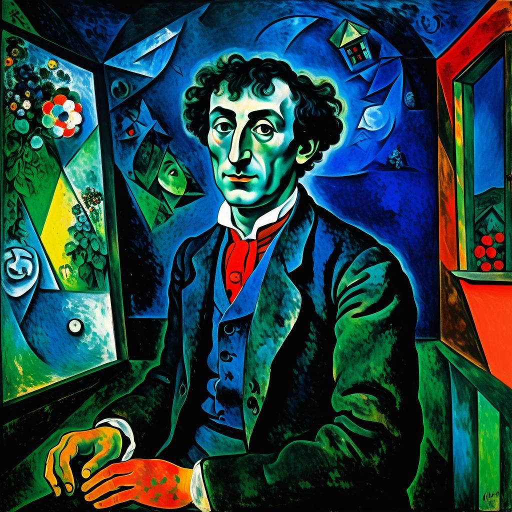 Marc Chagall 
~Autoritratto davanti a casa, 
1914