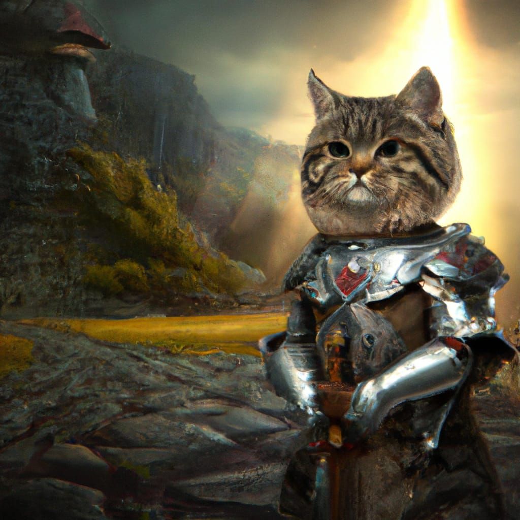 Cat in knight and shining armor Epic cinematic brilliant stunning ...