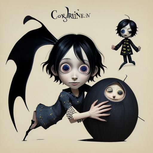 coraline chibi by Dave McKean AI Generated Artwork NightCafe Creator