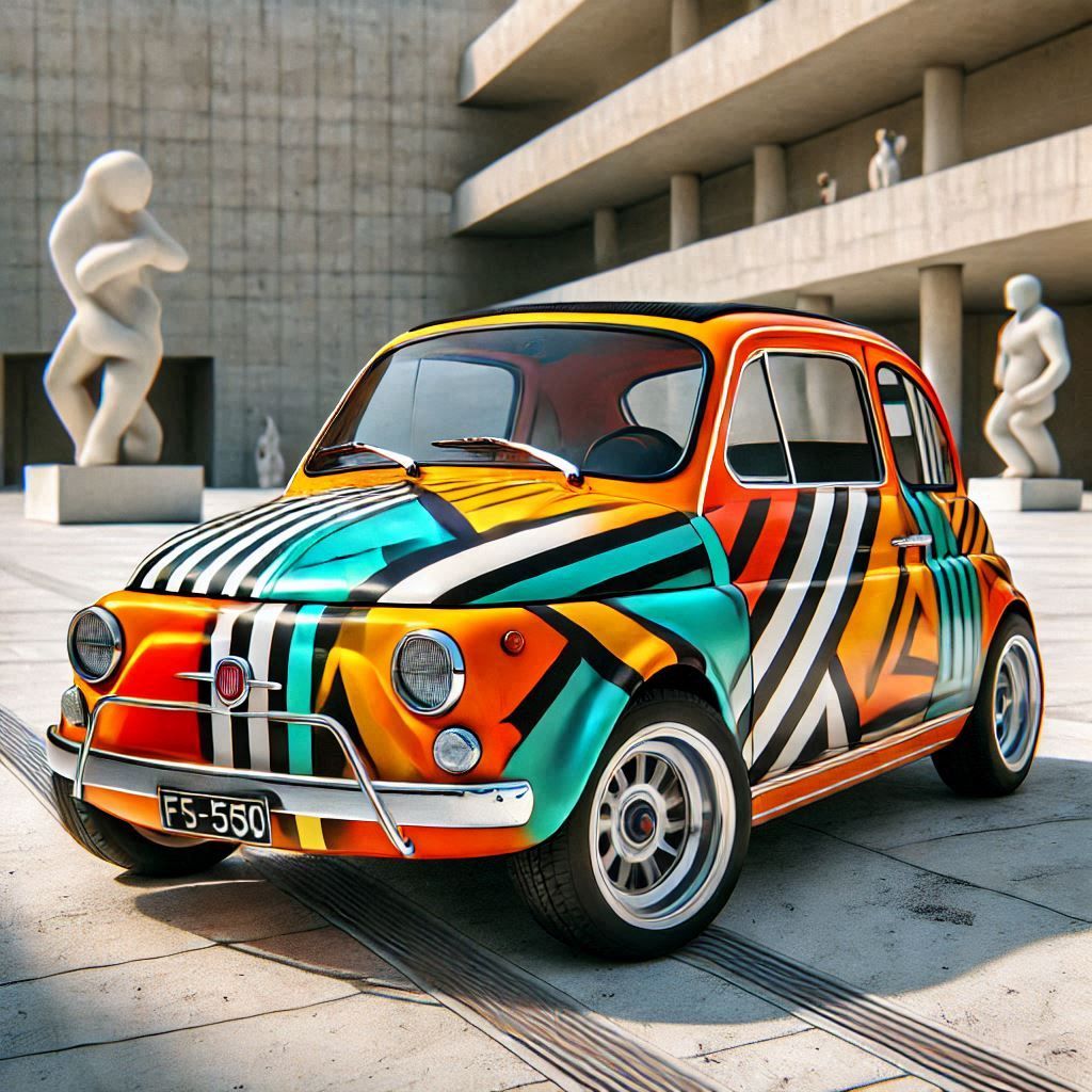Cubist Vision: Fiat 500 in Artistic Harmony