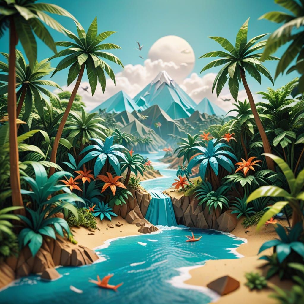 Island Oasis in Origami Paradise