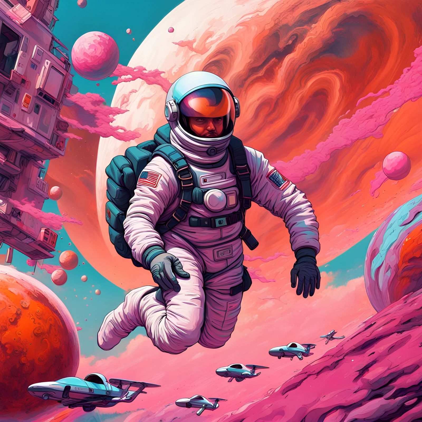 Vaporwave Astronaut On Mars - Ai Generated Artwork - Nightcafe Creator