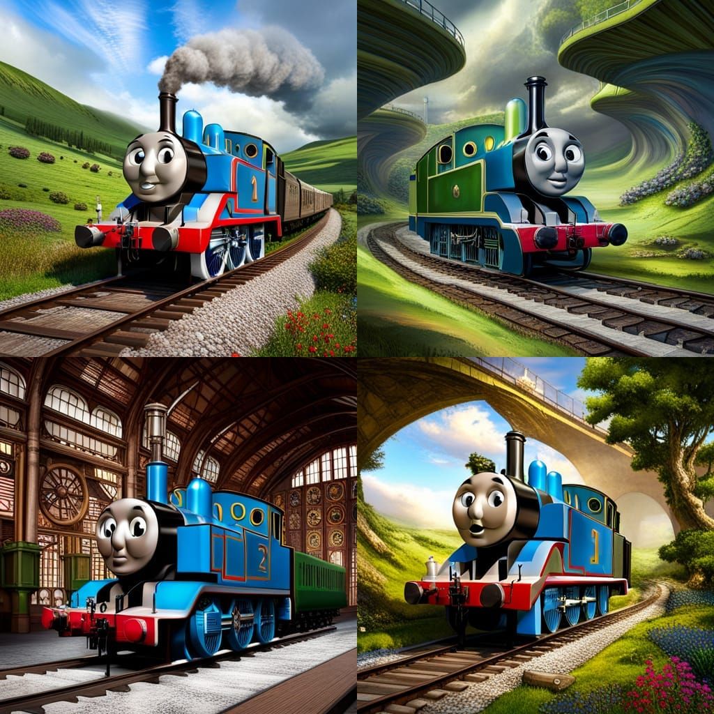 Thomas the tank engine in blue and greem