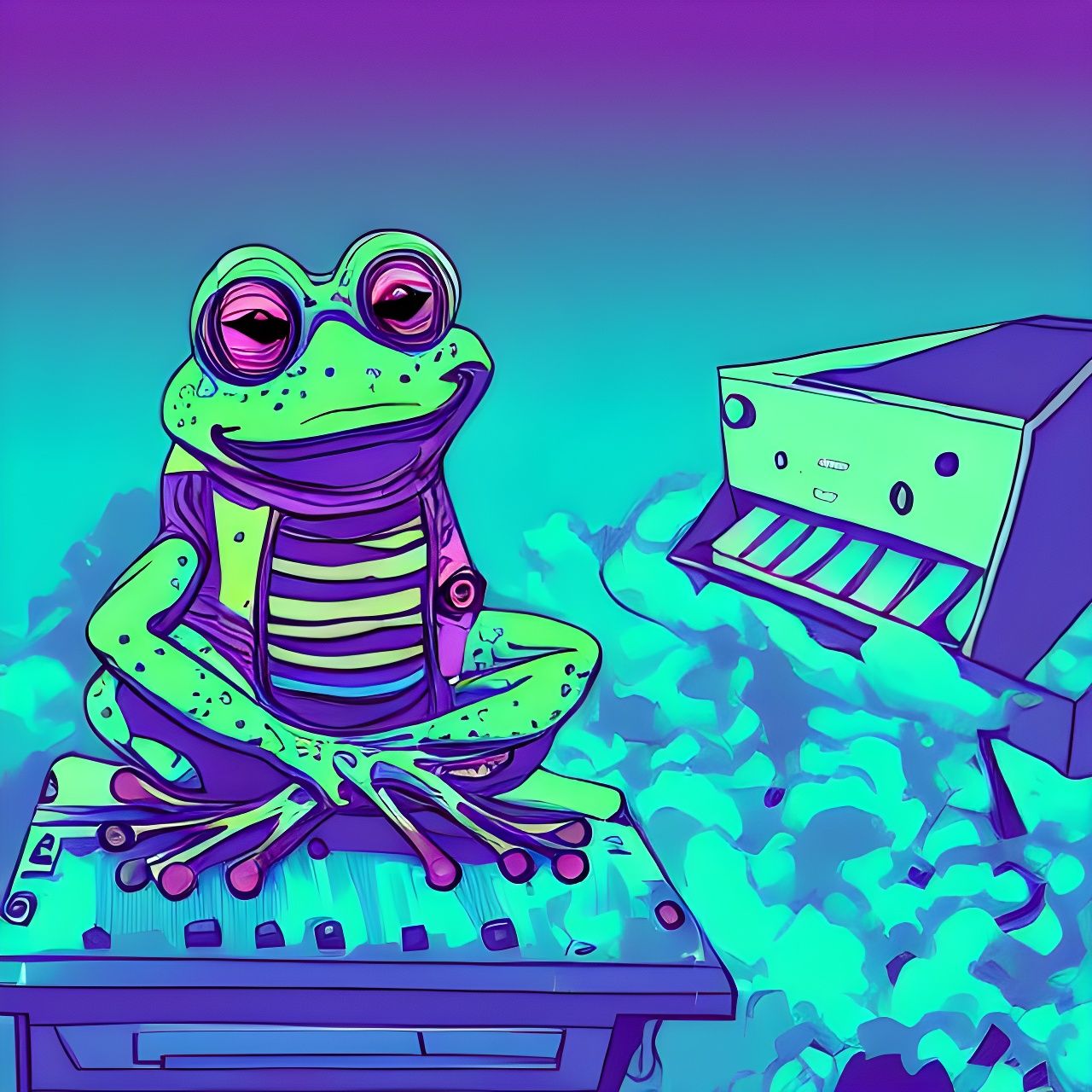 #711 - Frog just Chilling - AI Generated Artwork - NightCafe Creator