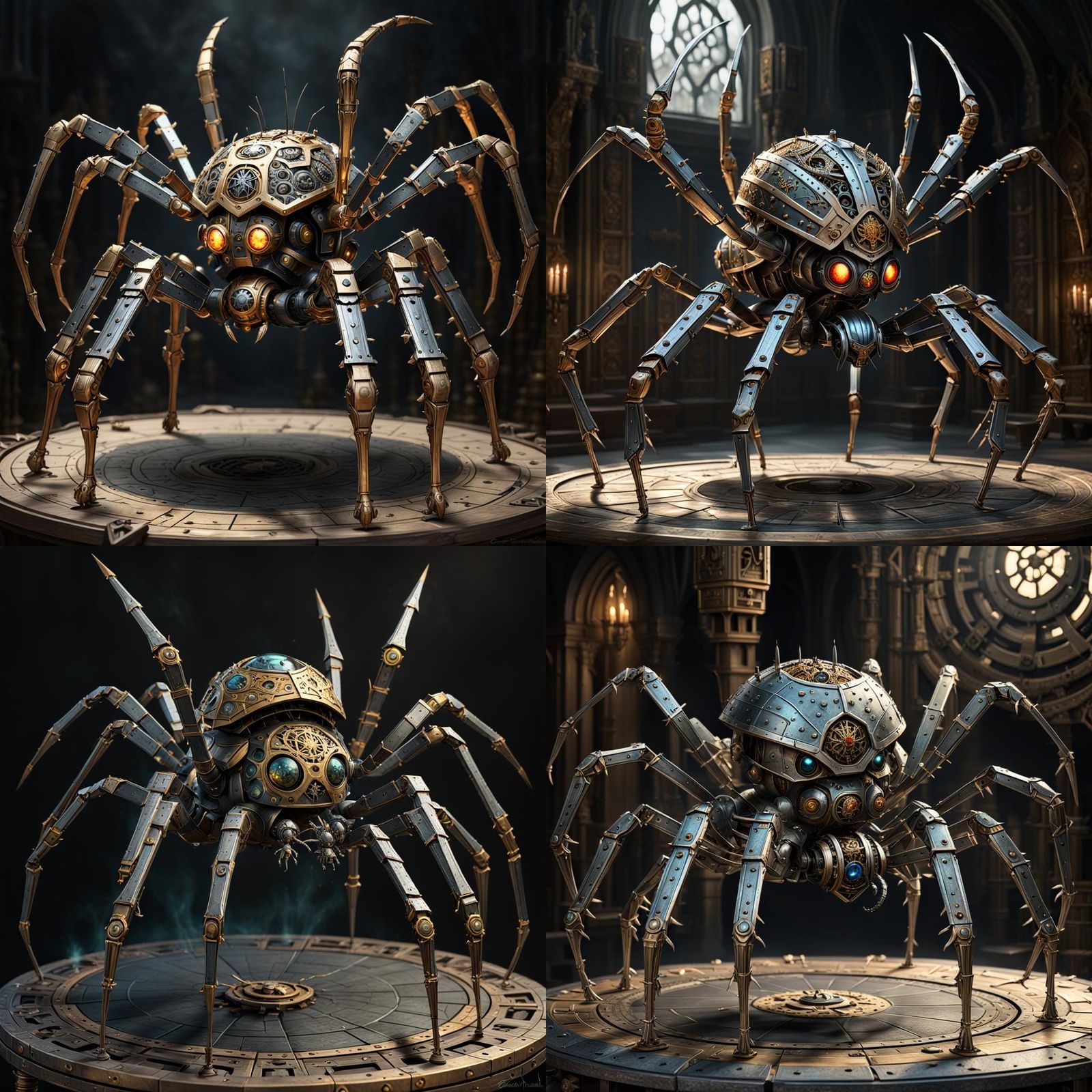 Small mechanical spider (heavy armored, with 8 thin legs), m...