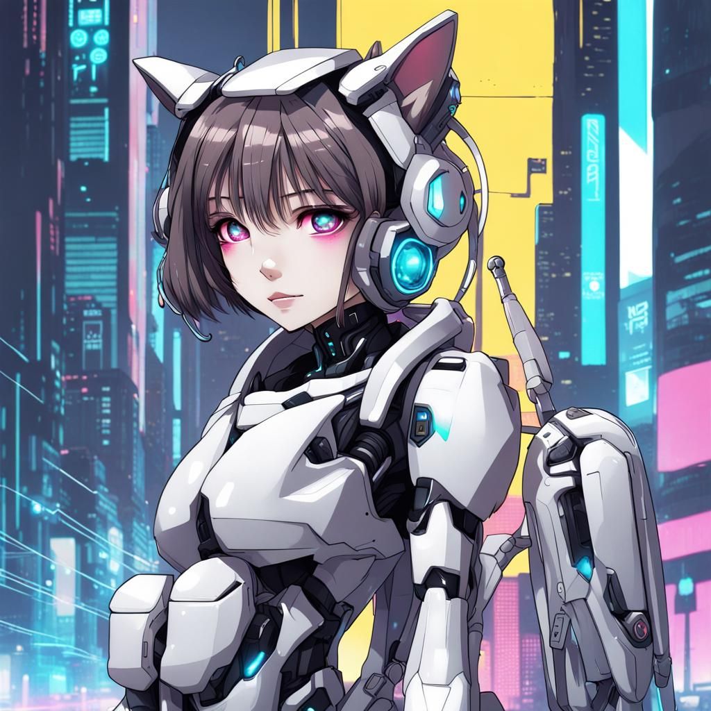 Cybercore aesthetic robot girl - AI Generated Artwork - NightCafe Creator