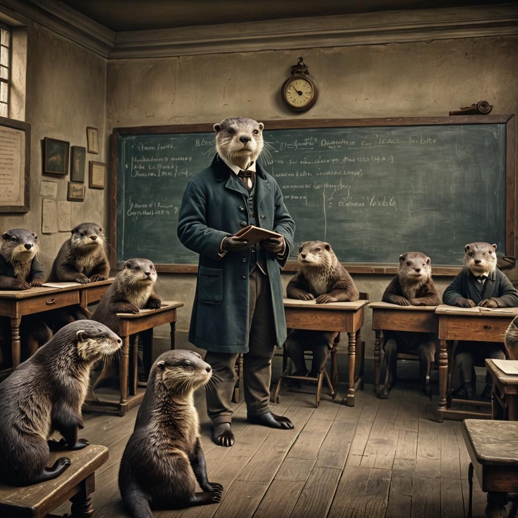 otter school - AI Generated Artwork - NightCafe Creator