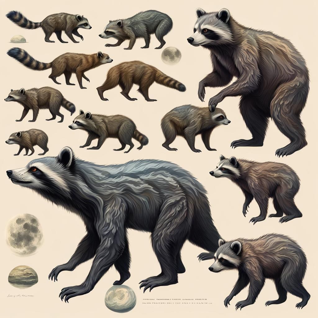 Otherworldly alien clean raccoon bear aliens creatures