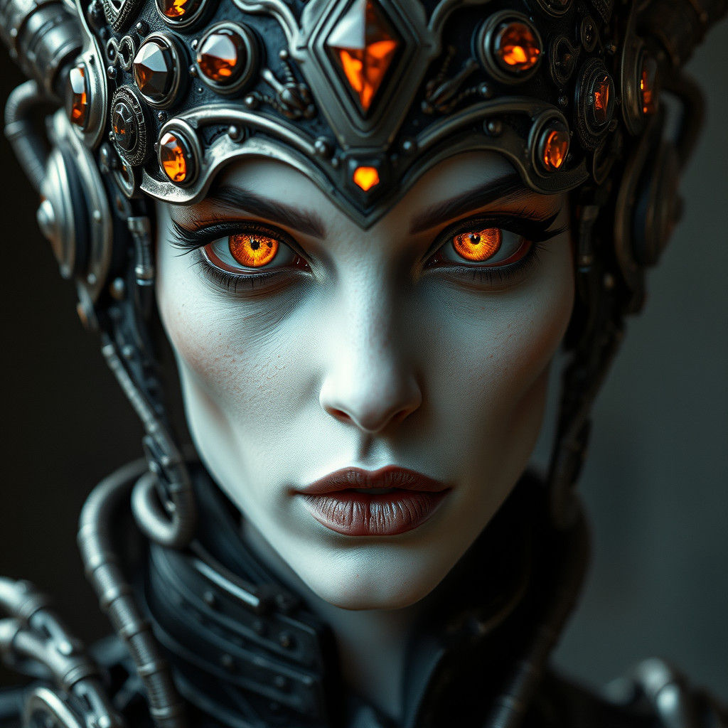 A superior ancient Strigoi vampire queen, with an ominous and powerful presence. Her visage is otherworldly, inspired by the biomechanical d...
