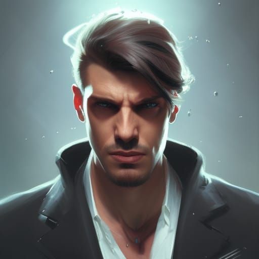 Male Mafia criminal with red eyes