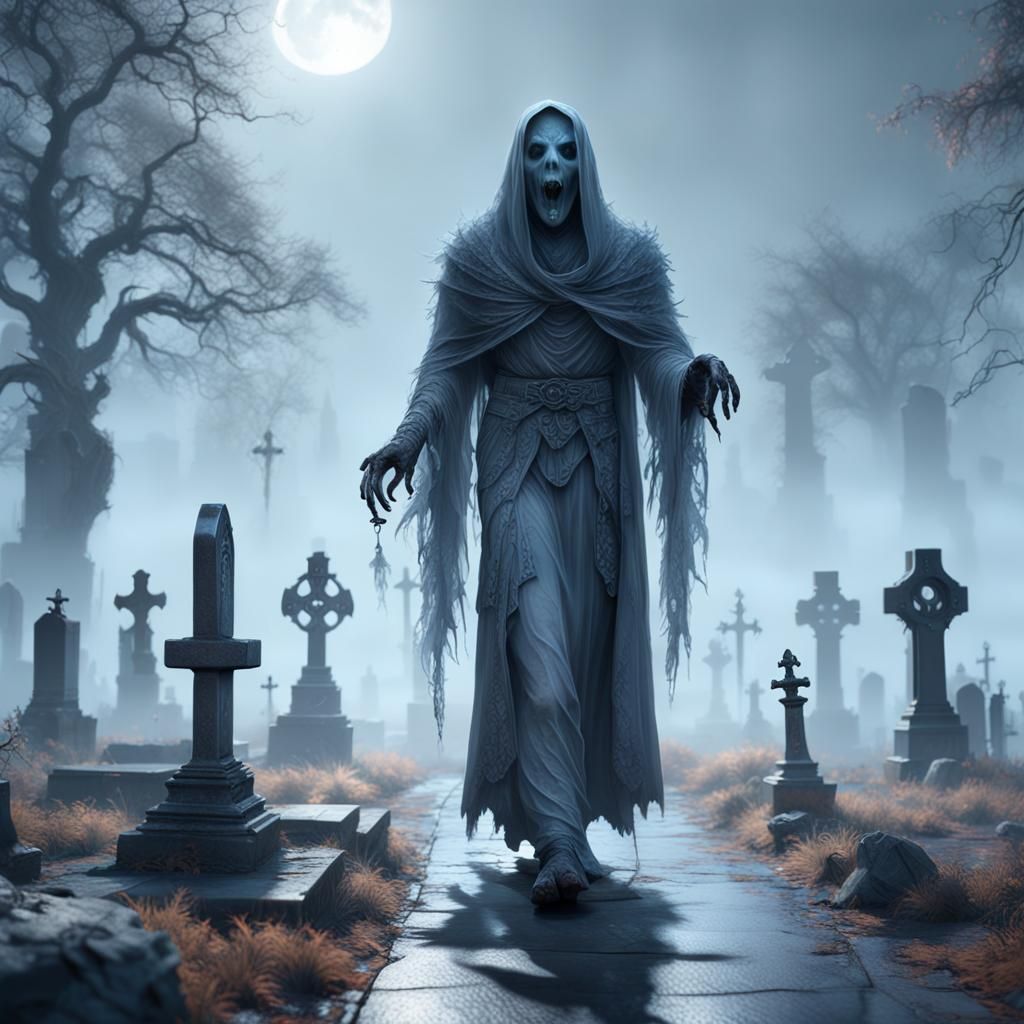 Eerie cemetery - AI Generated Artwork - NightCafe Creator