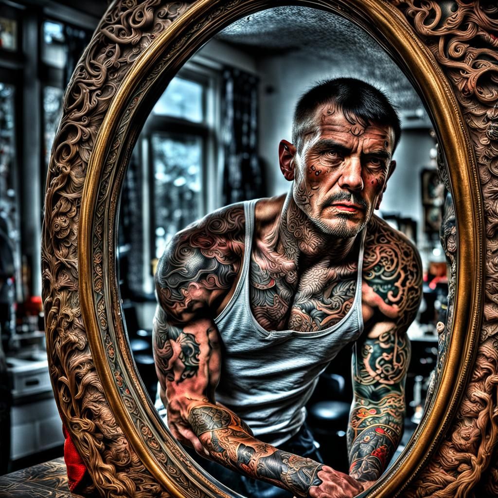tattoo coming alive escaping reality through a mirror intric...