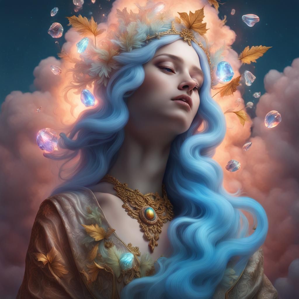 Hyperreal beautiful multicolor bioluminescent Our Lady Mary ...