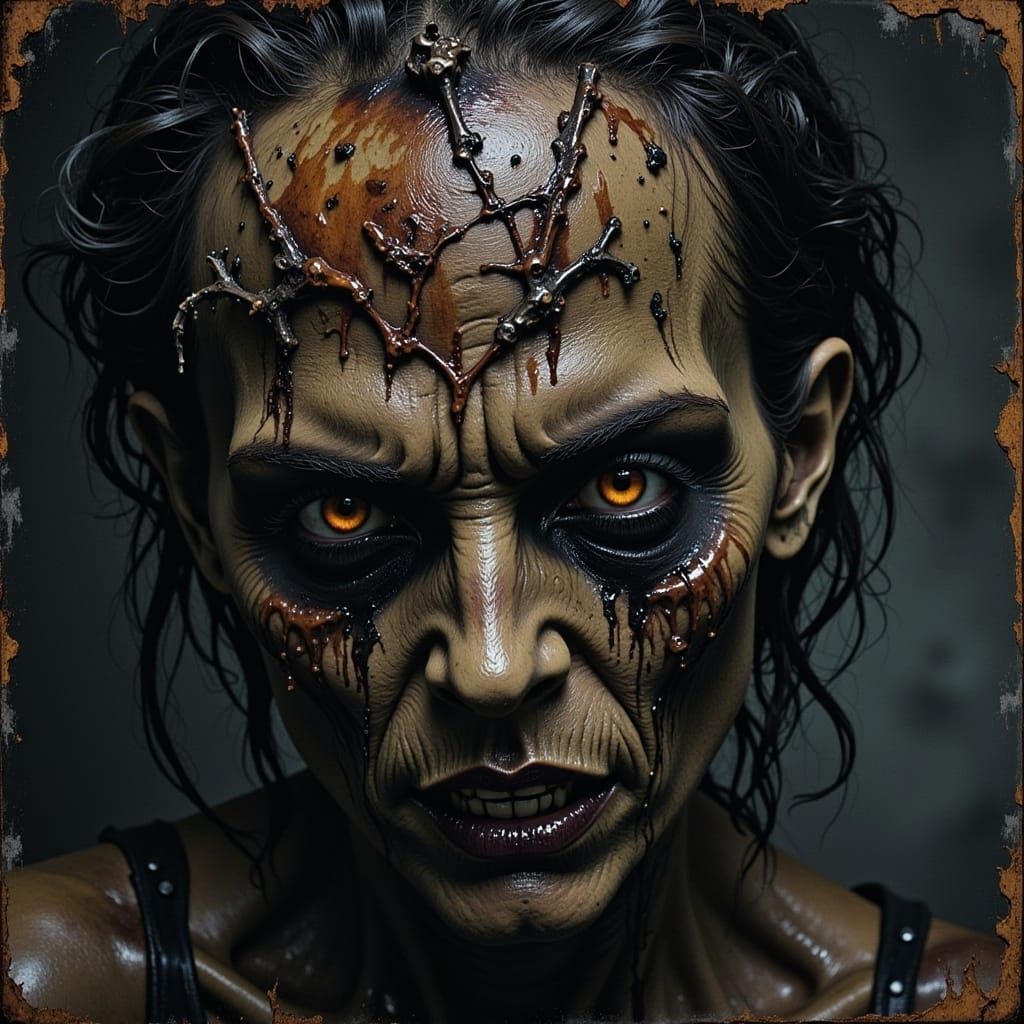 Luis Royo Alochol Art of Dark Smokey Evil Sinister Elegance decaying, rusting, flaking, Extremely Hyper Detailed Cell shaded Frankenstein. i...