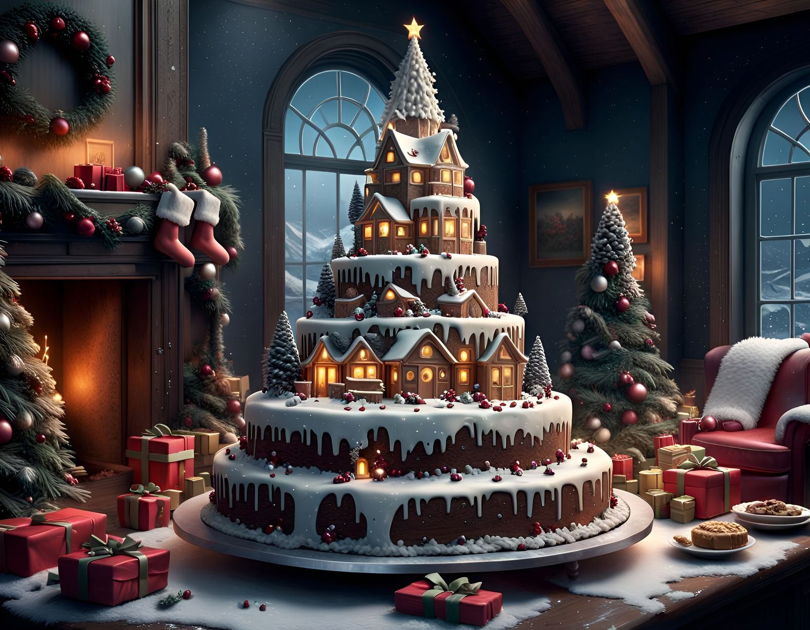 Christmas Scene Cake Sculpture  by @WDWParksGal