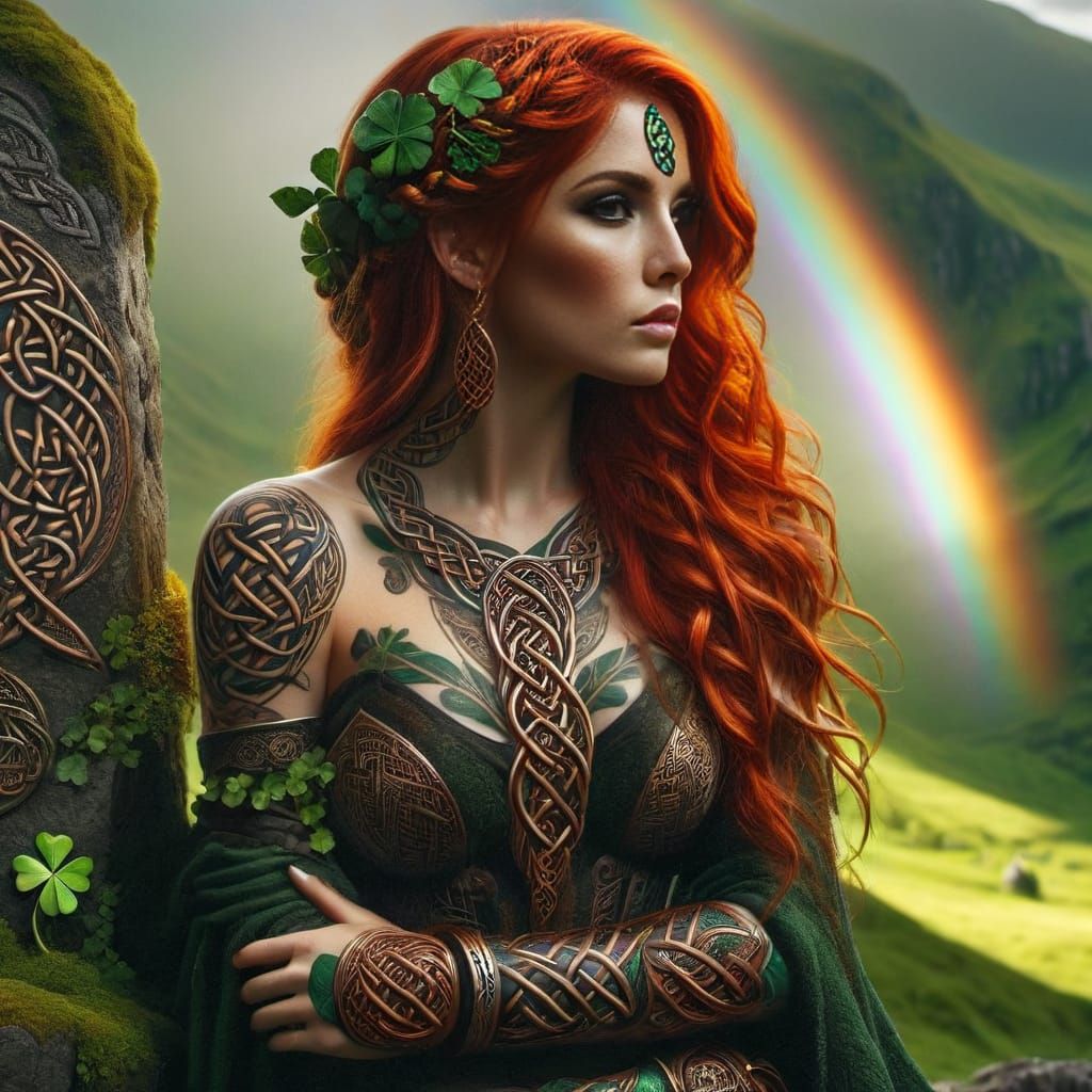 Celtic Female Warrior - Rainbow