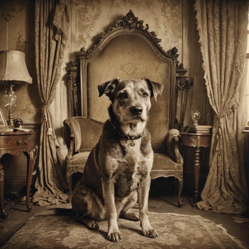 Old photograph of a dog  by @undefined