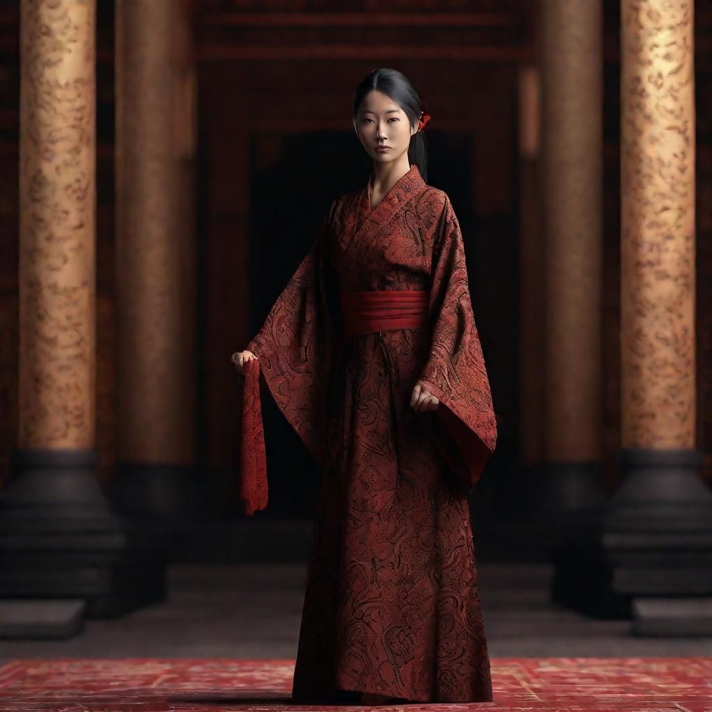 Portrait - Japanese Woman , Silk Paisley Robes