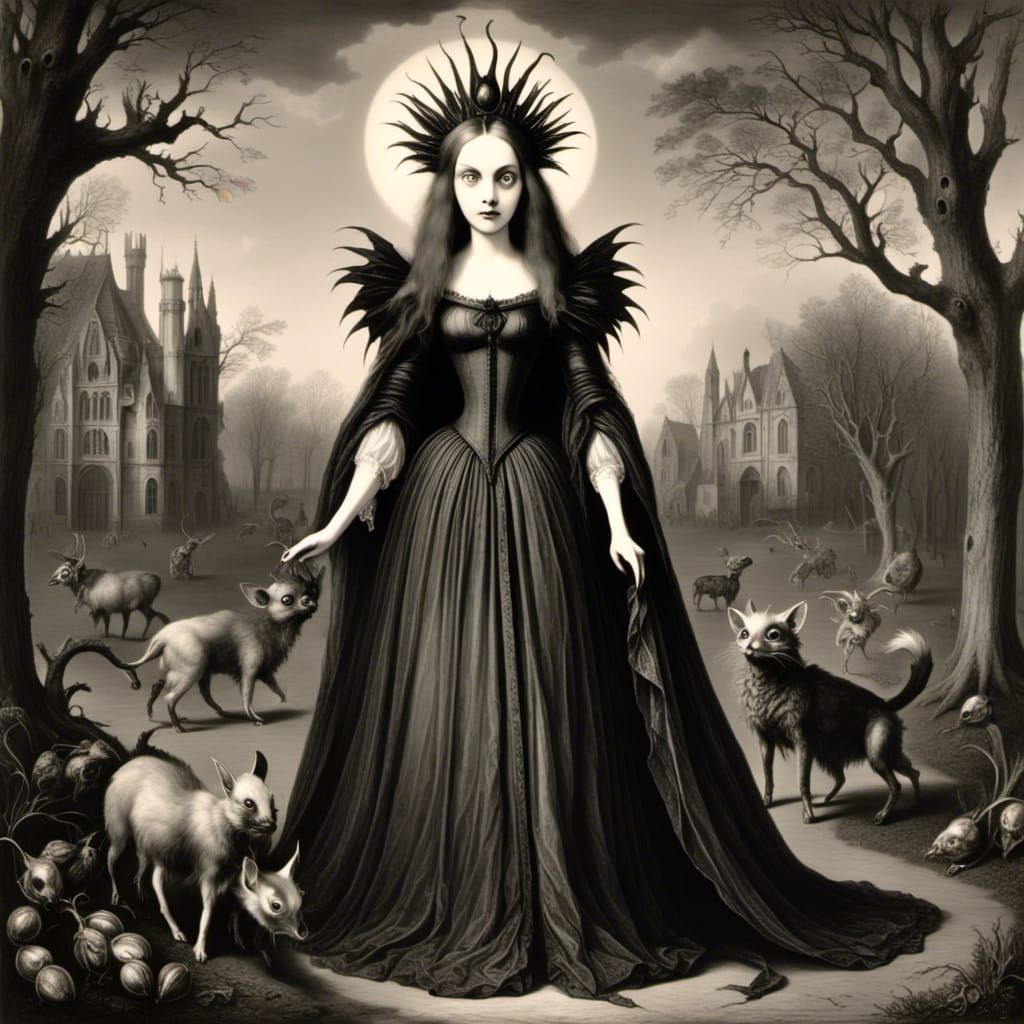 <lora:Graphite Gothic:1.0> gothic heroine