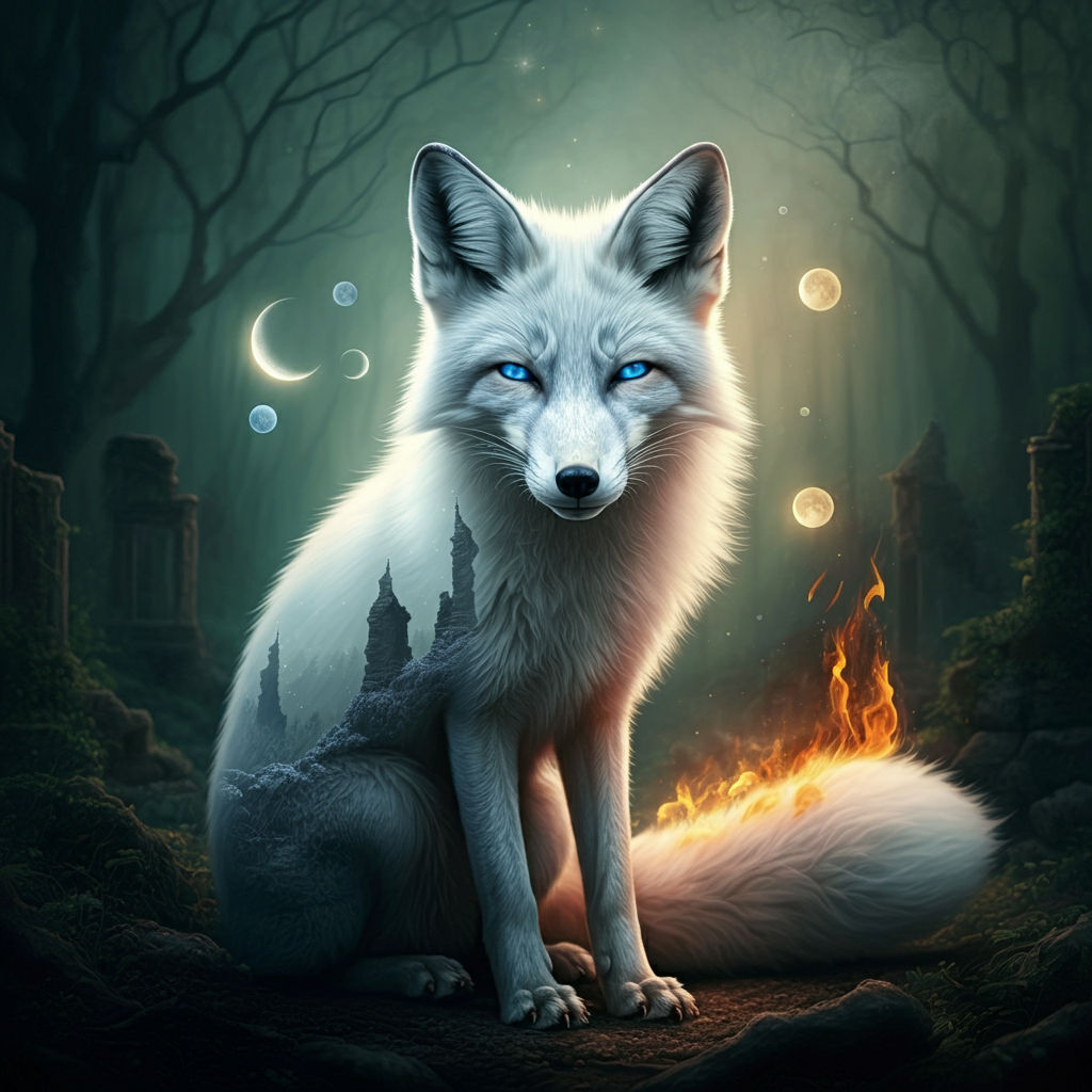 Blue eyed white fox