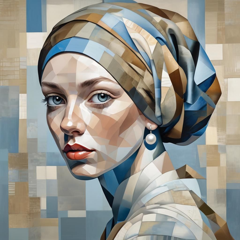 Cubism: Vermeer's Girl with a Pearl Earring   by @Tim
